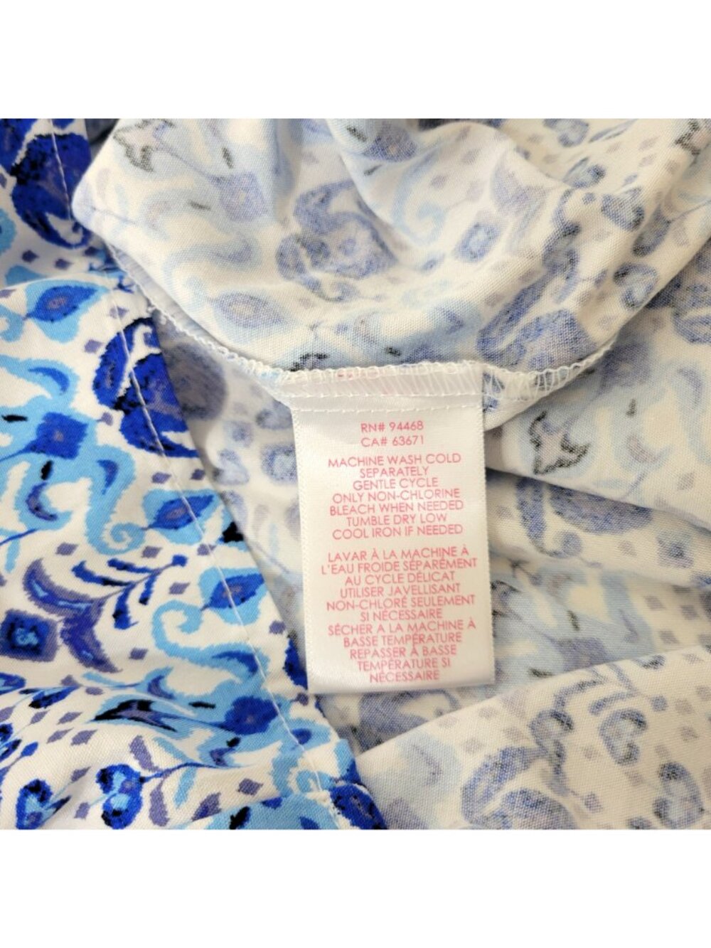 Stella Parker Collection Blue White Floral Lace Peasant Blouse Top XXL Rayon - Picture 5 of 8
